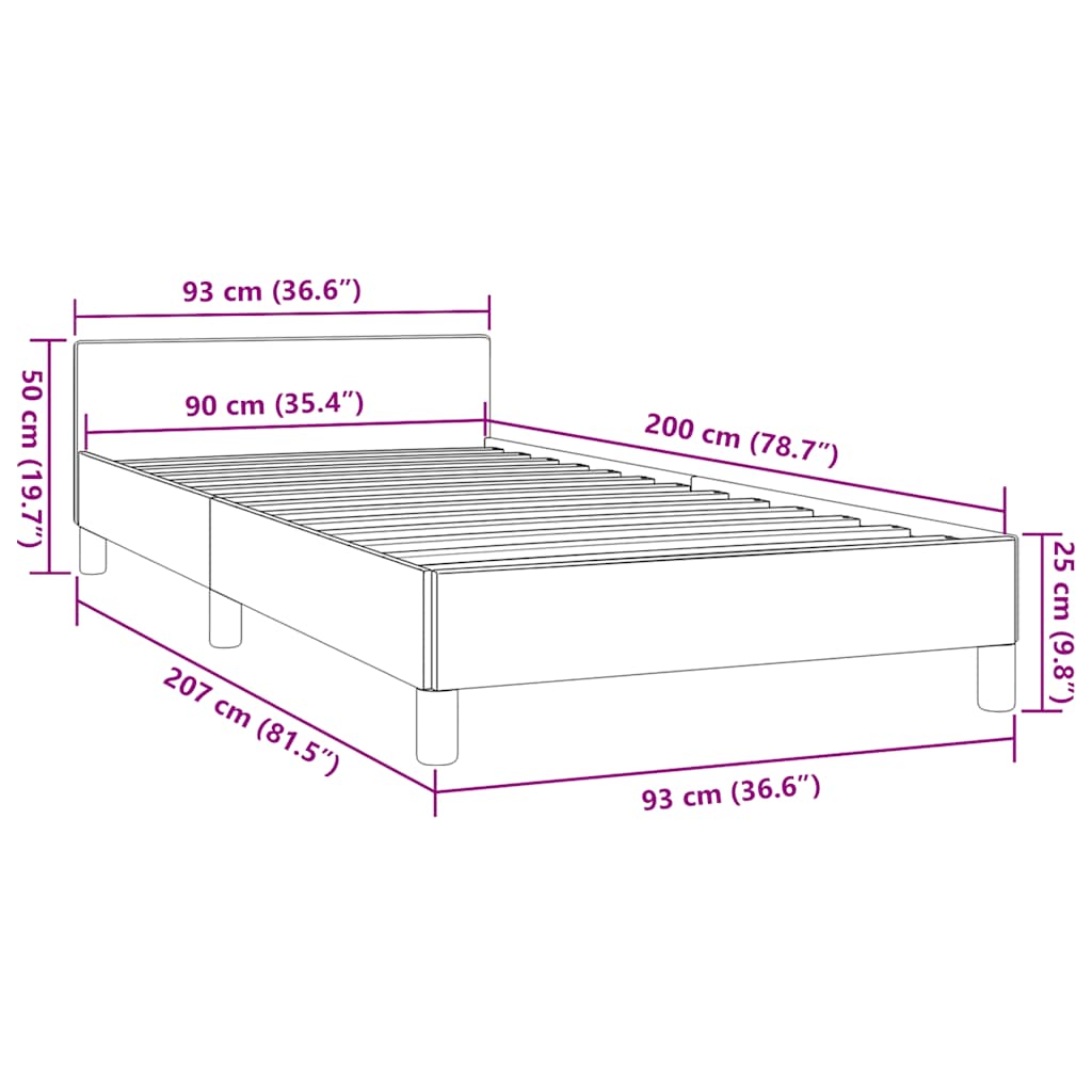 Okvir kreveta s uzglavljem bez madraca bijeli 90x200 cm