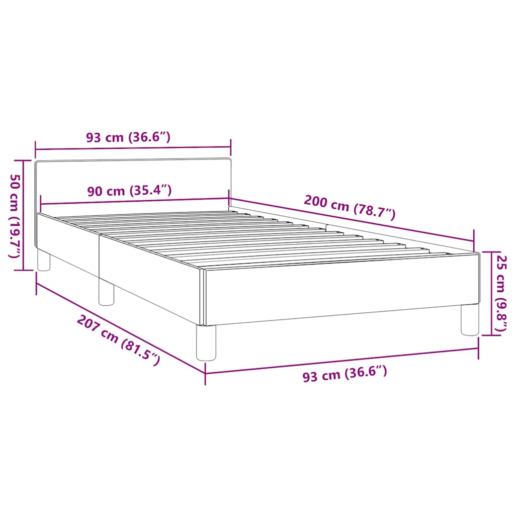 Okvir kreveta s uzglavljem bez madraca krem 90x200 cm