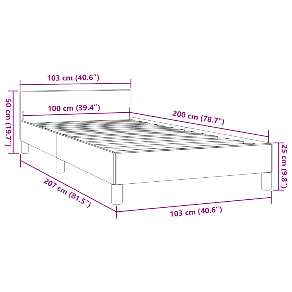 Okvir kreveta s uzglavljem bez madraca krem 100x200 cm