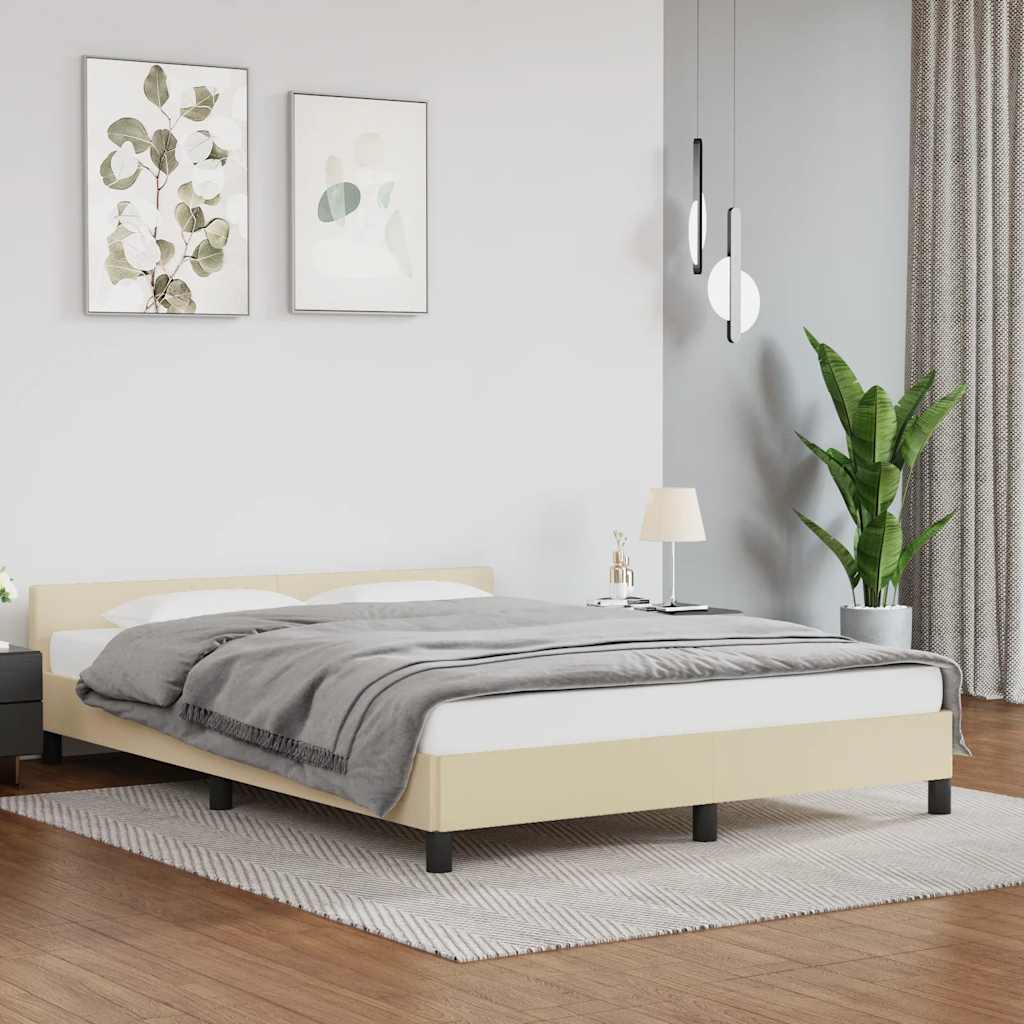 Okvir kreveta s uzglavljem bez madraca krem 140x200 cm