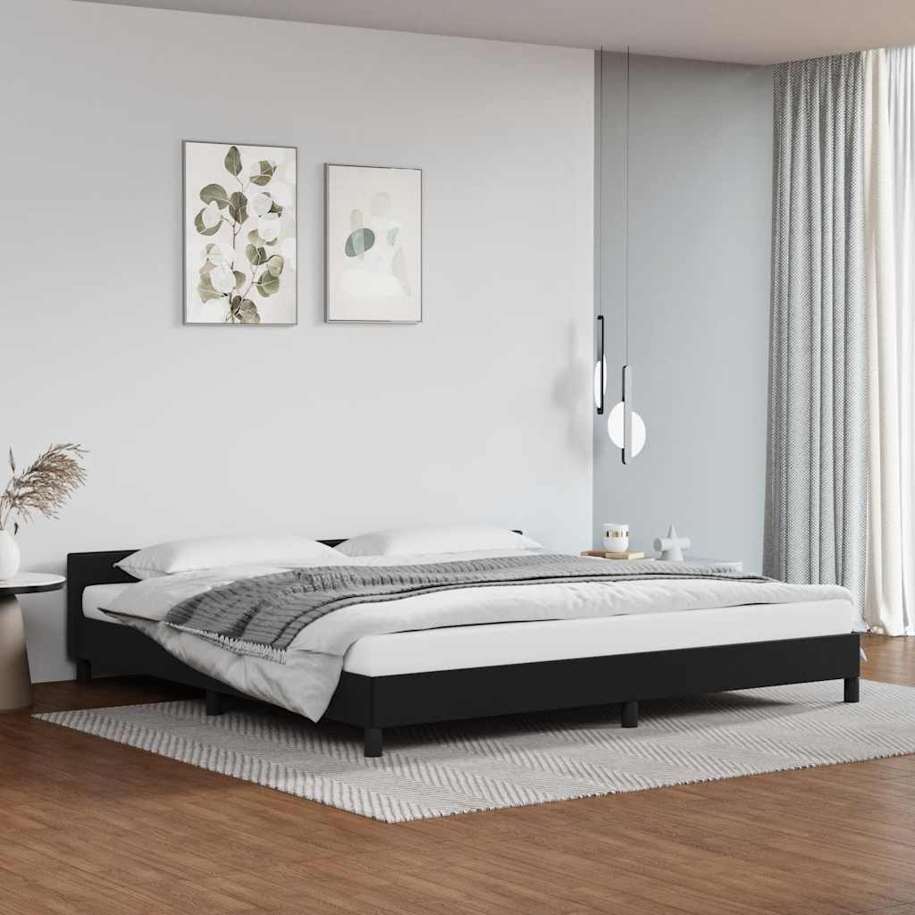 Okvir kreveta s uzglavljem bez madraca crni 200x200 cm