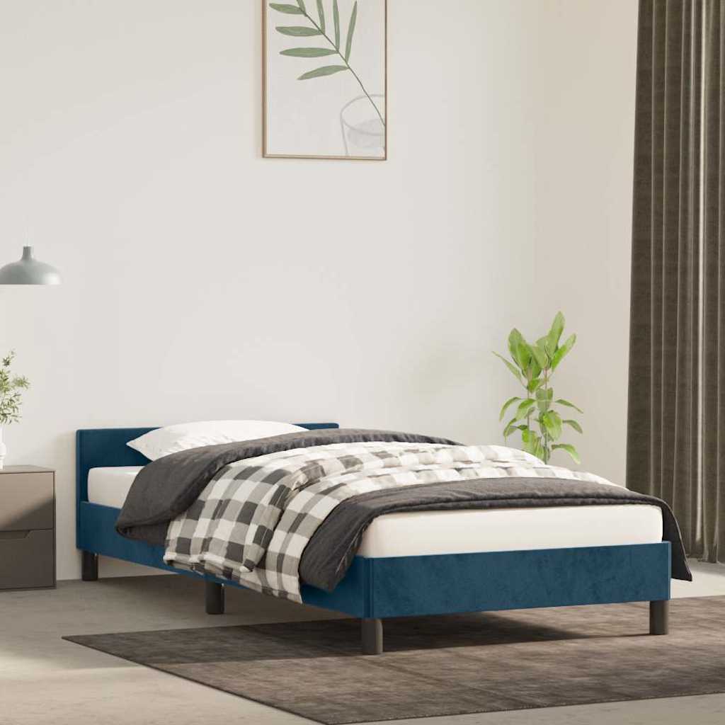 Okvir za krevet bez madraca tamnoplavi 90x190 cm baršunasti
