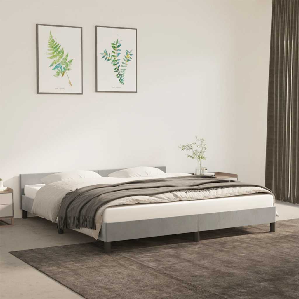 Okvir za krevet bez madraca svjetlosivi 160 x 200 cm baršunasti