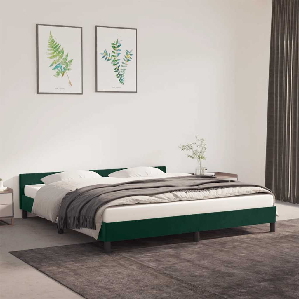 Okvir za krevet bez madraca tamnozeleni 160x200 cm baršunasti