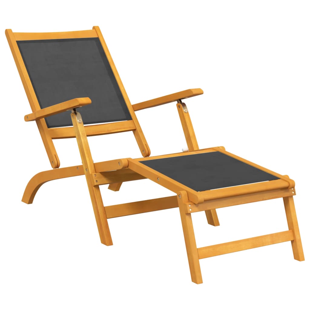 Vanjska ležaljka sa stolićem masivno drvo bagrema i tekstilen