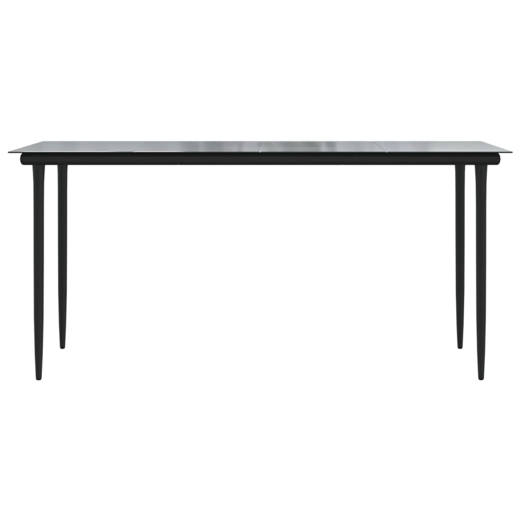 Vrtni blagovaonski stol crni 160x80x74 cm od čelika i stakla