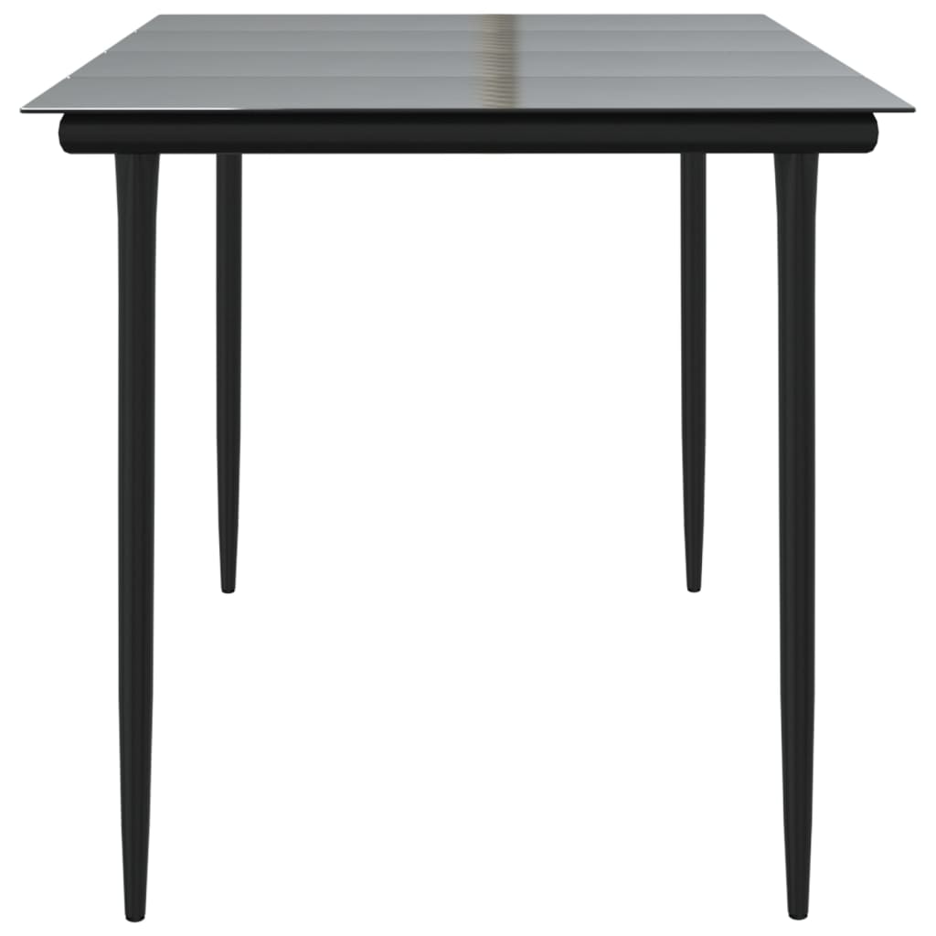 Vrtni blagovaonski stol crni 160x80x74 cm od čelika i stakla
