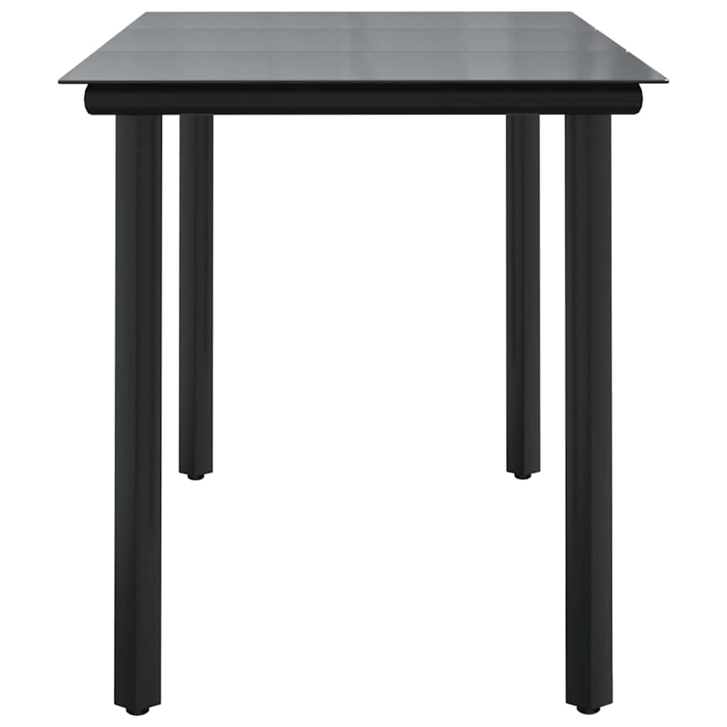Vrtni blagovaonski stol crni 200x100x74 cm čelik i kaljeno staklo