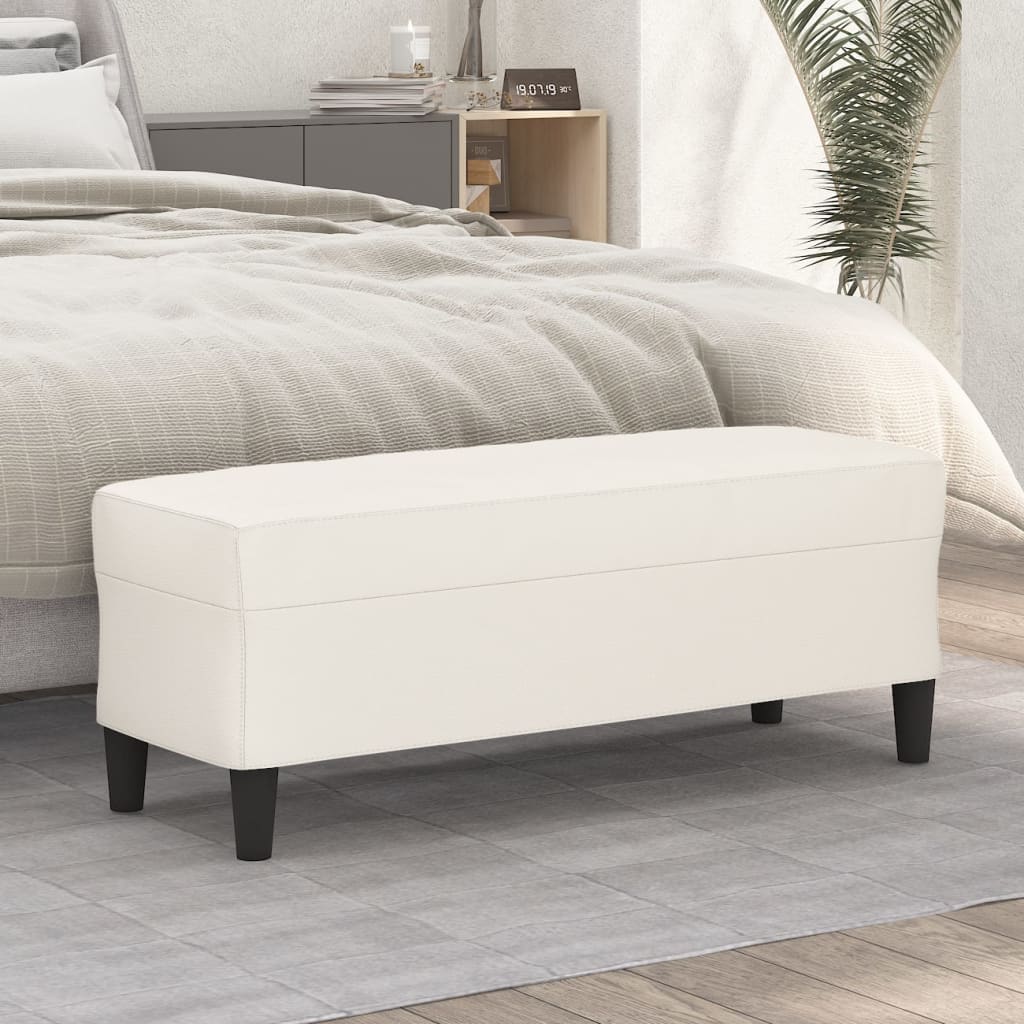 Klupa krem 100 x 35 x 41 cm od umjetne kože
