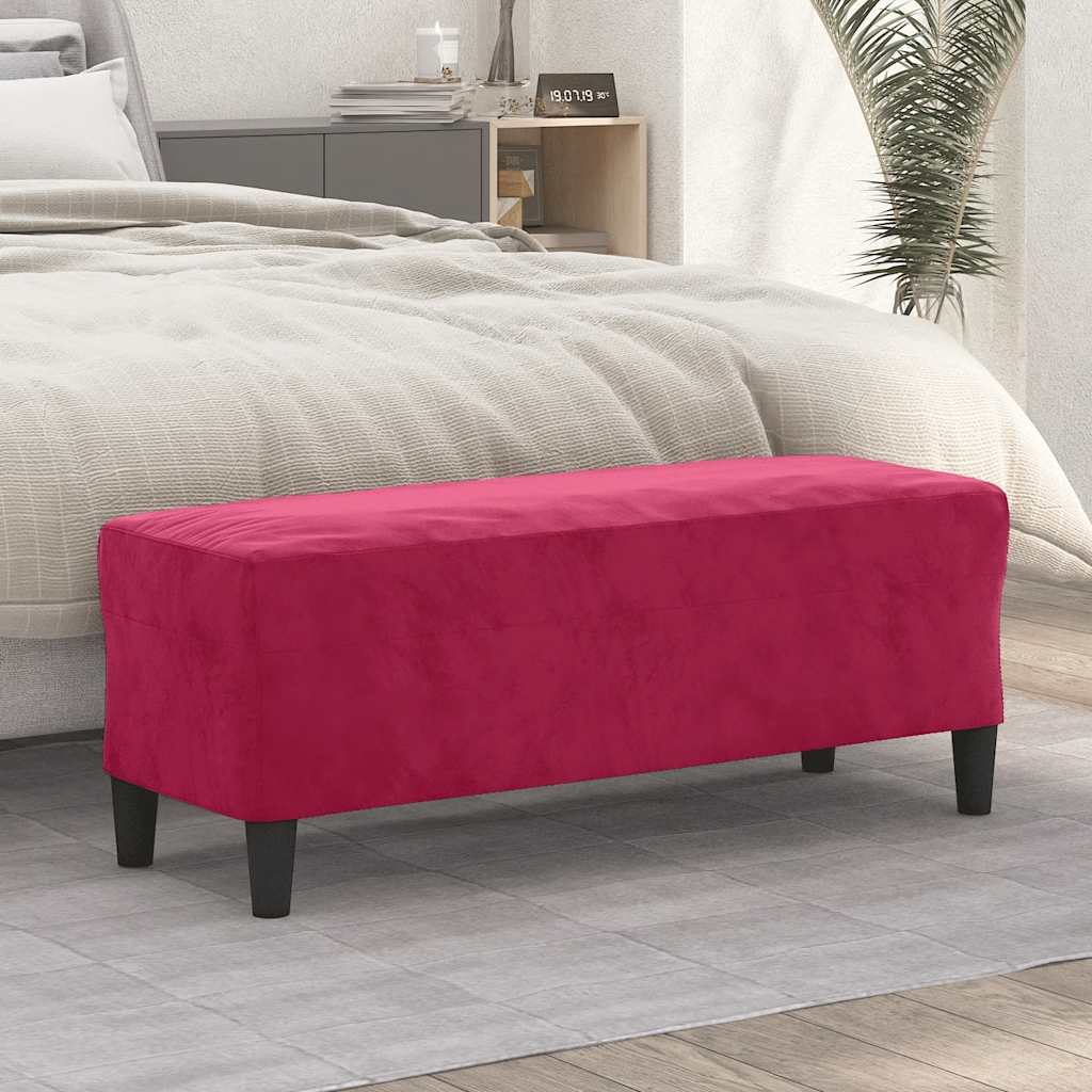 Klupa crvena boja vina 100 x 35 x 41 cm baršunasta
