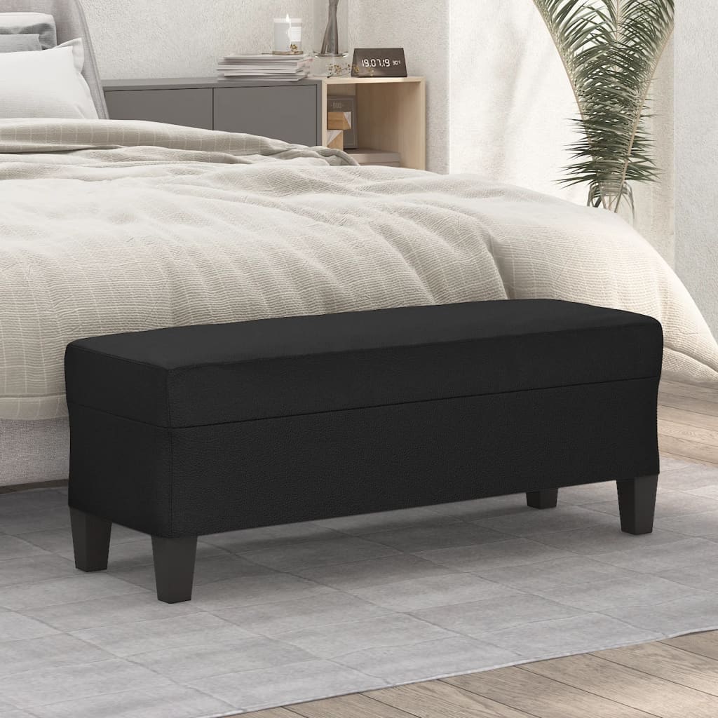 Klupa crna 100 x 35 x 41 cm od umjetne kože