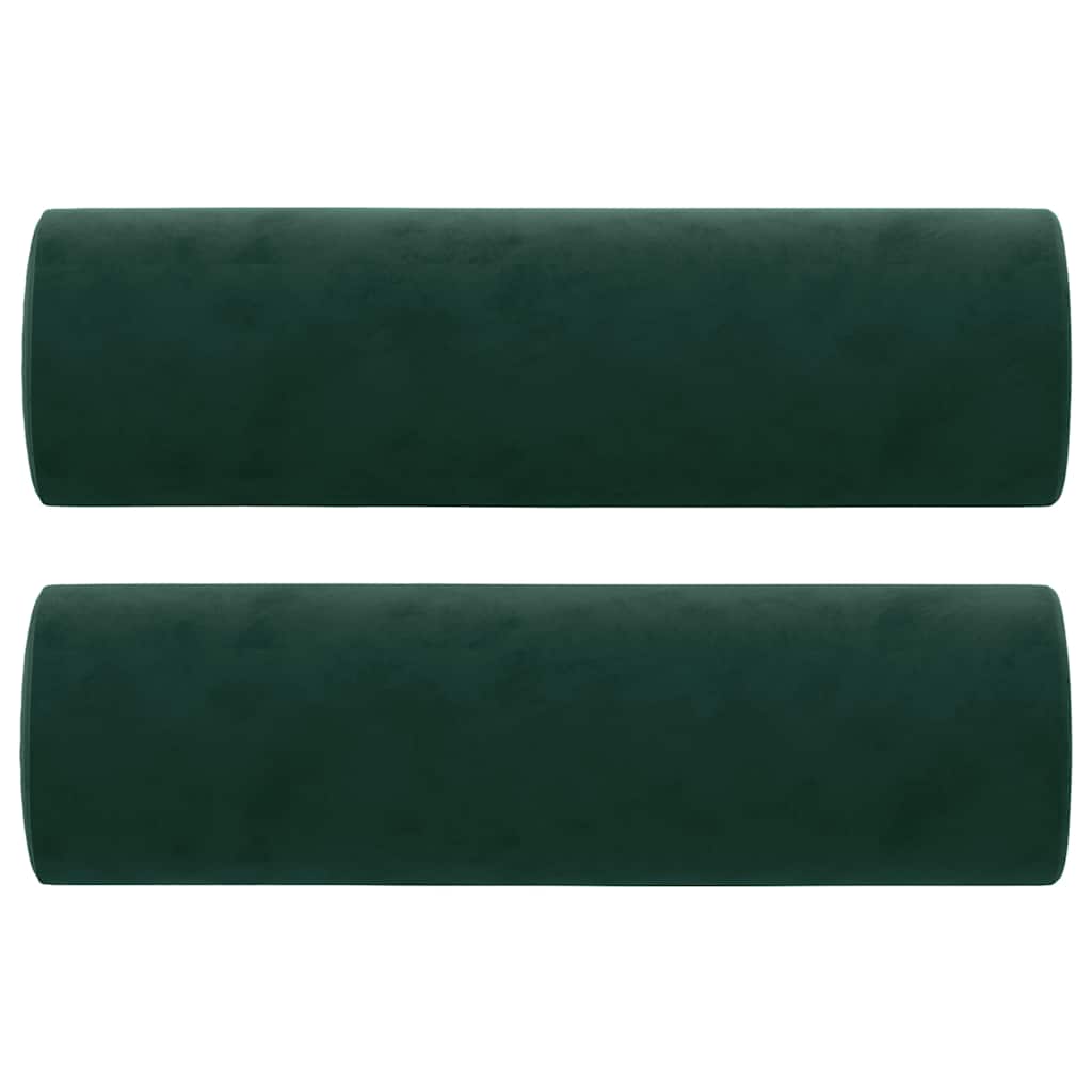 Ukrasni jastuci 2 kom tamnozeleni Ø 15 x 50 cm baršunasti