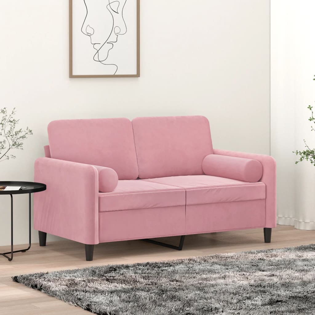 Ukrasni jastuci 2 kom ružičasti Ø 15 x 50 cm baršunasti