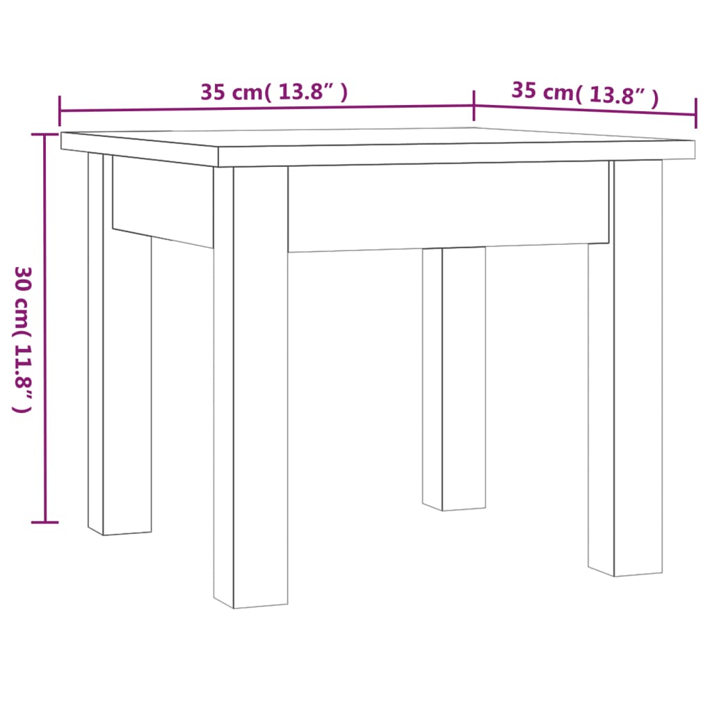 Stolić za kavu sivi 35x35x30 cm od masivne borovine