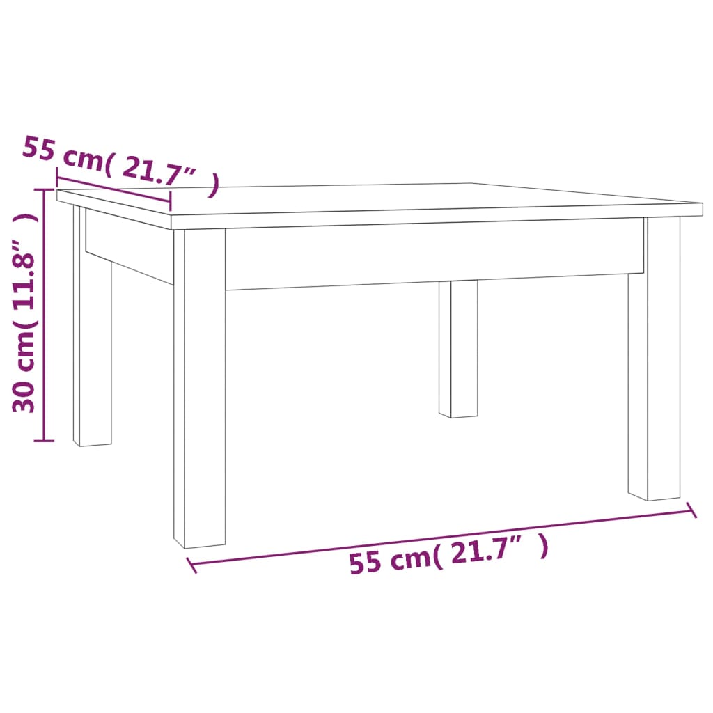 Stolić za kavu crni 55x55x30 cm od masivne borovine