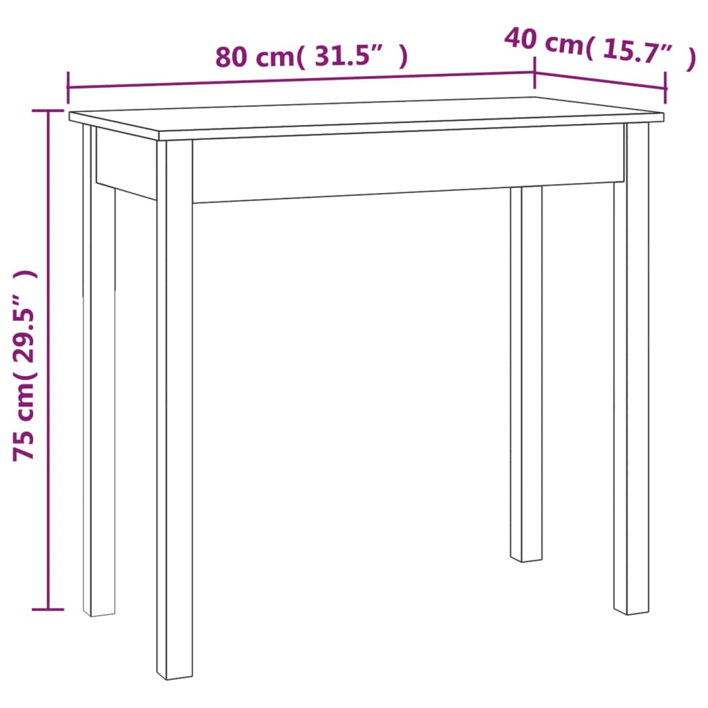Konzolni stol 80 x 40 x 75 cm od masivne borovine