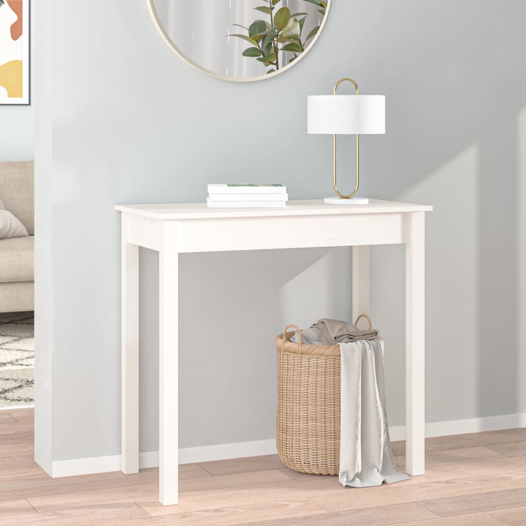 Konzolni stol bijeli 80 x 40 x 75 cm od masivne borovine