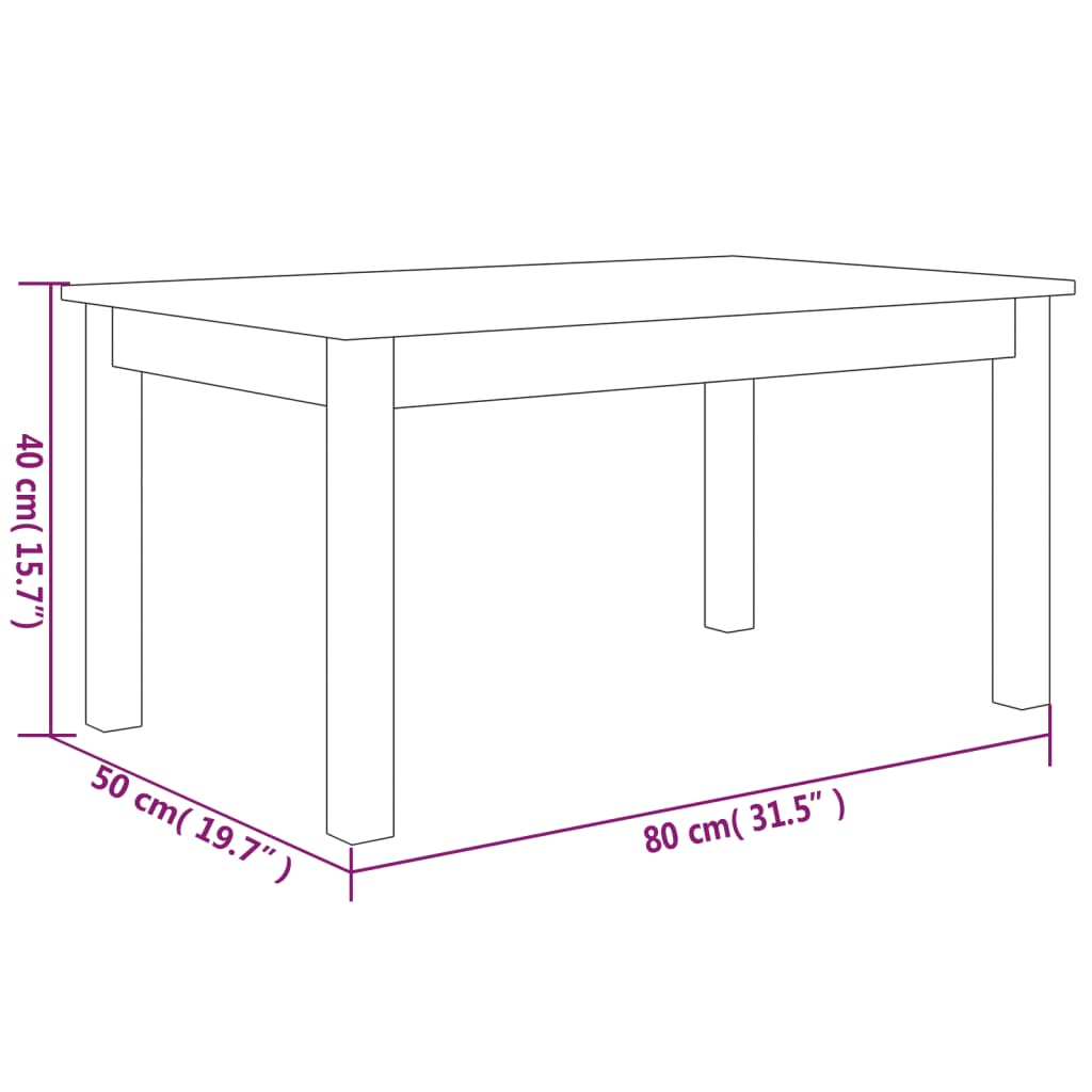 Stolić za kavu bijeli 80x50x40 cm od masivne borovine