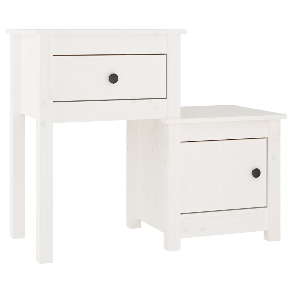 Noćni ormarići 2 kom bijeli 79,5x38x65,5 cm od masivne borovine