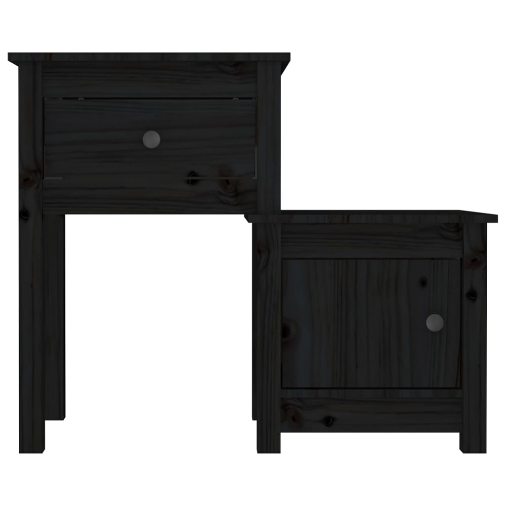 Noćni ormarići 2 kom crni 79,5x38x65,5 cm od masivne borovine