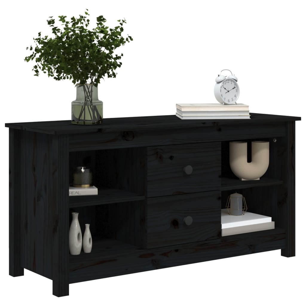 TV ormarić crni 103 x 36,5 x 52 cm od masivne borovine