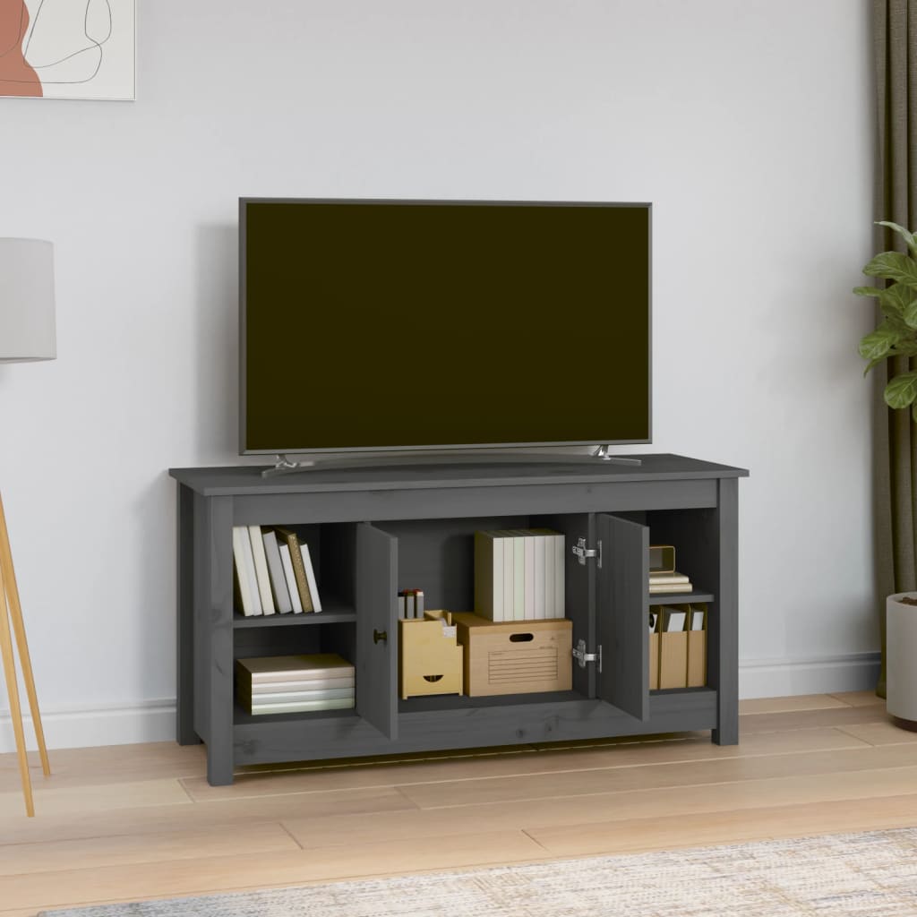 TV ormarić sivi 103 x 36,5 x 52 cm od masivne borovine