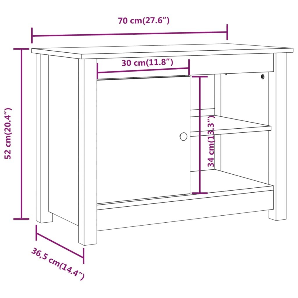 TV ormarić 70 x 36,5 x 52 cm od masivne borovine
