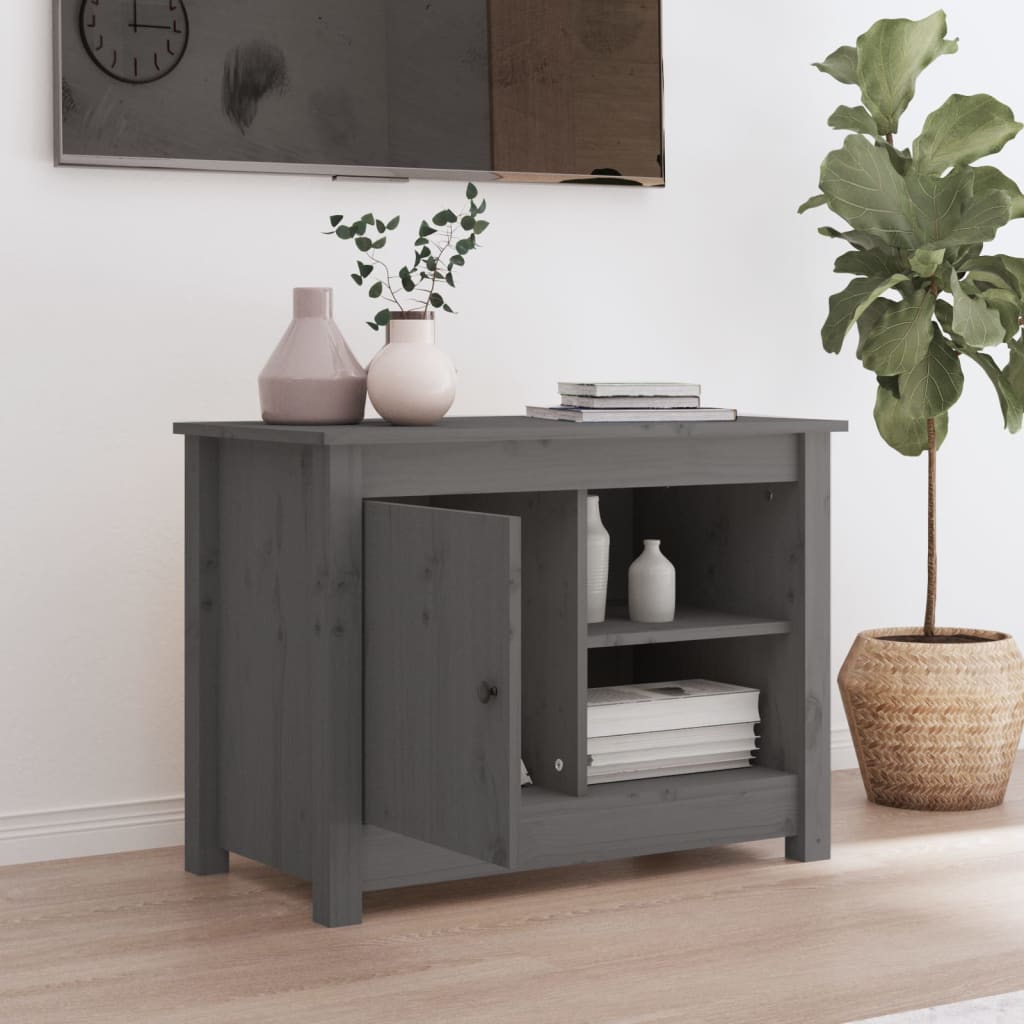 TV ormarić sivi 70 x 36,5 x 52 cm od masivne borovine