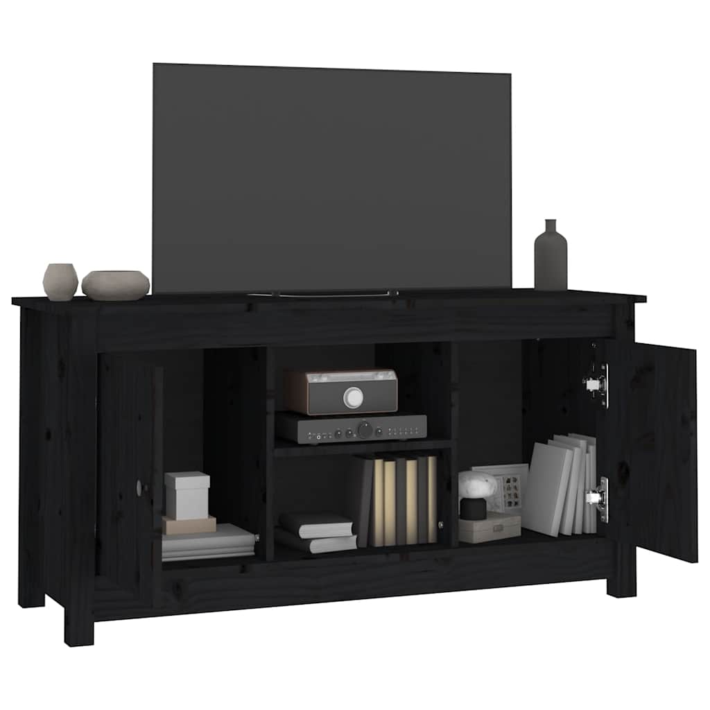 TV ormarić crni 103 x 36,5 x 52 cm od masivne borovine