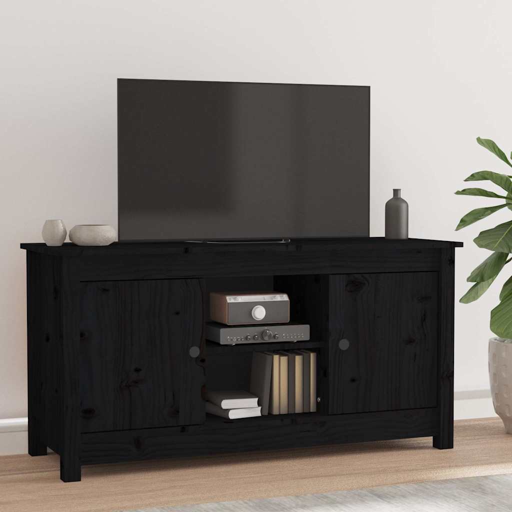 TV ormarić crni 103 x 36,5 x 52 cm od masivne borovine