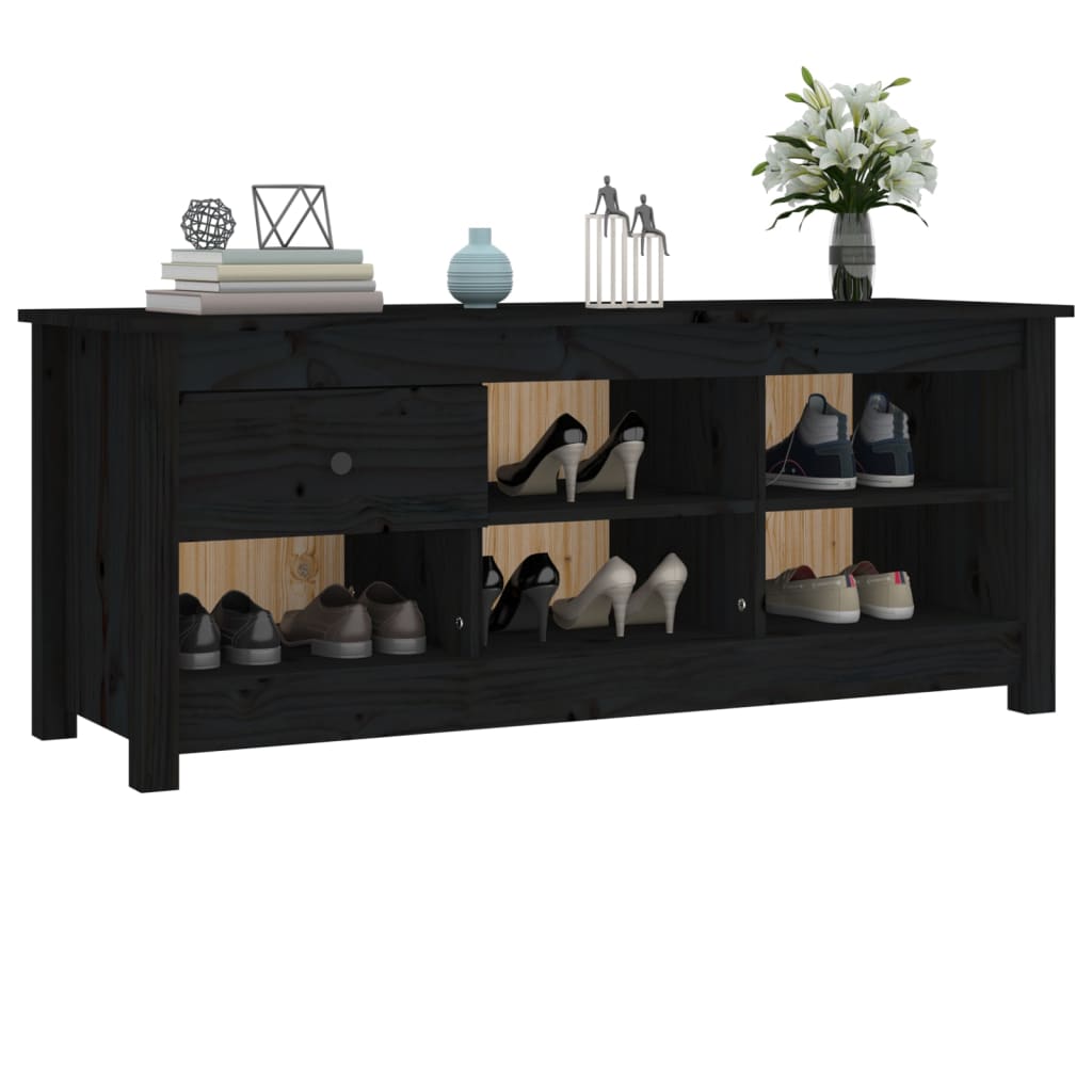 Ormarić za cipele crni 110 x 38 x 45,5 cm od masivne borovine