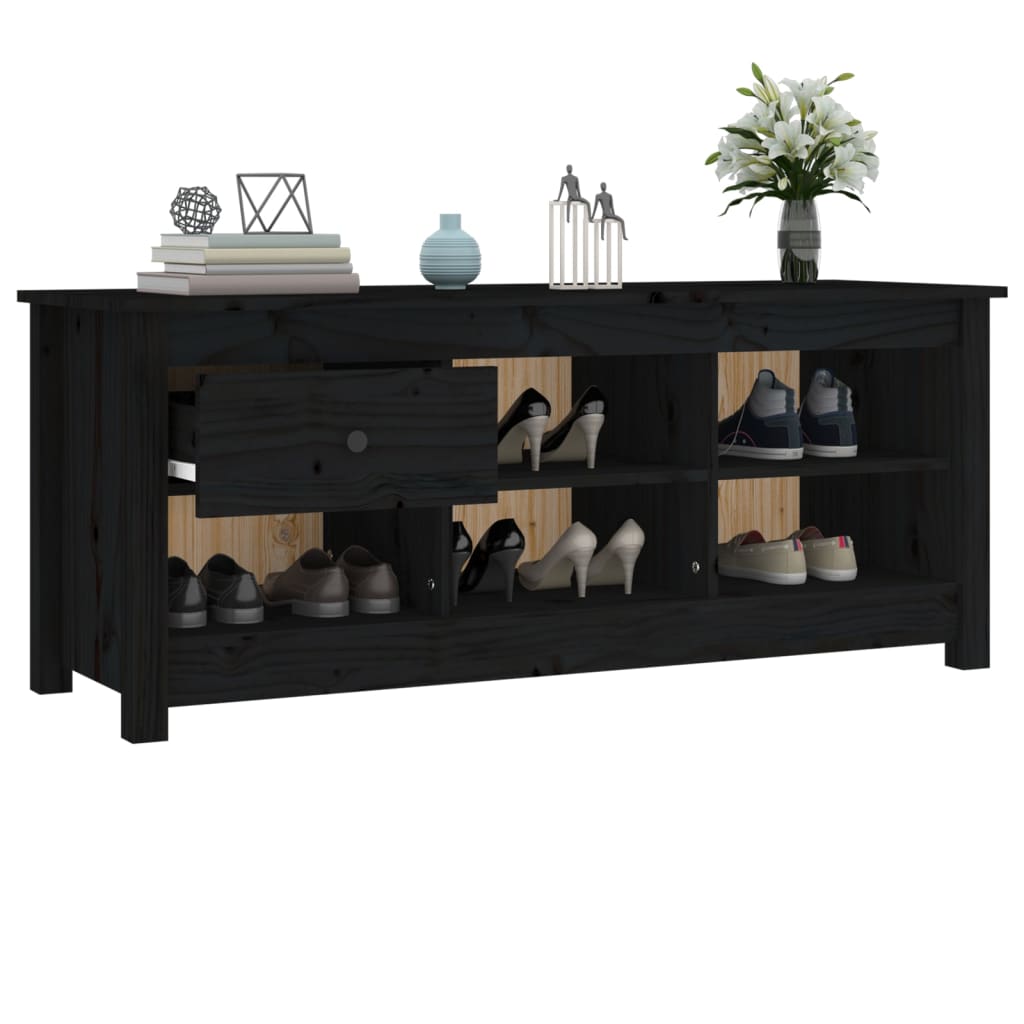 Ormarić za cipele crni 110 x 38 x 45,5 cm od masivne borovine