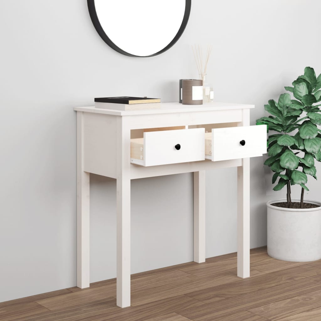 Konzolni stol bijeli 70 x 35 x 75 cm od masivne borovine