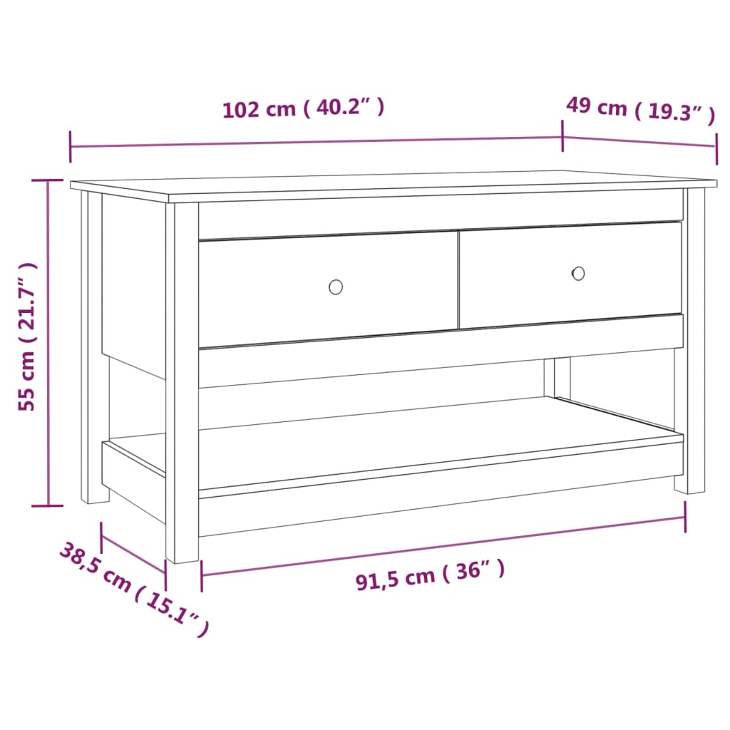 Stolić za kavu 102x49x55 cm od masivne borovine