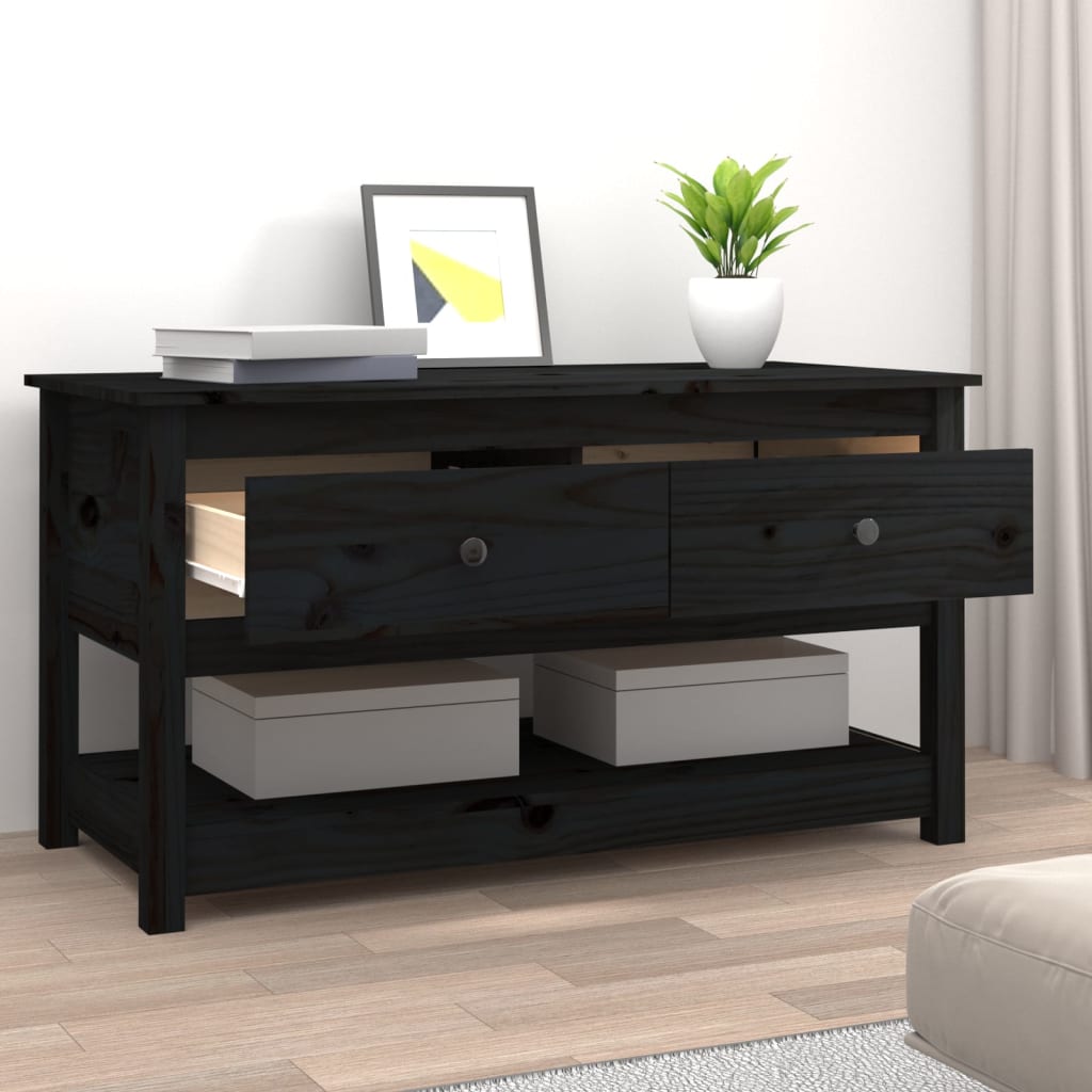 Stolić za kavu crni 102x49x55 cm od masivne borovine
