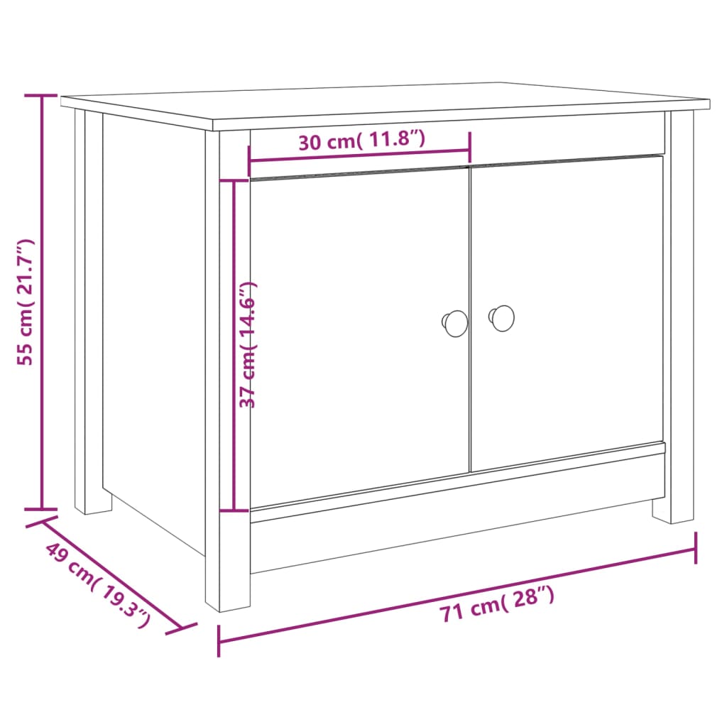 Stolić za kavu sivi 71 x 49 x 55 cm od masivne borovine