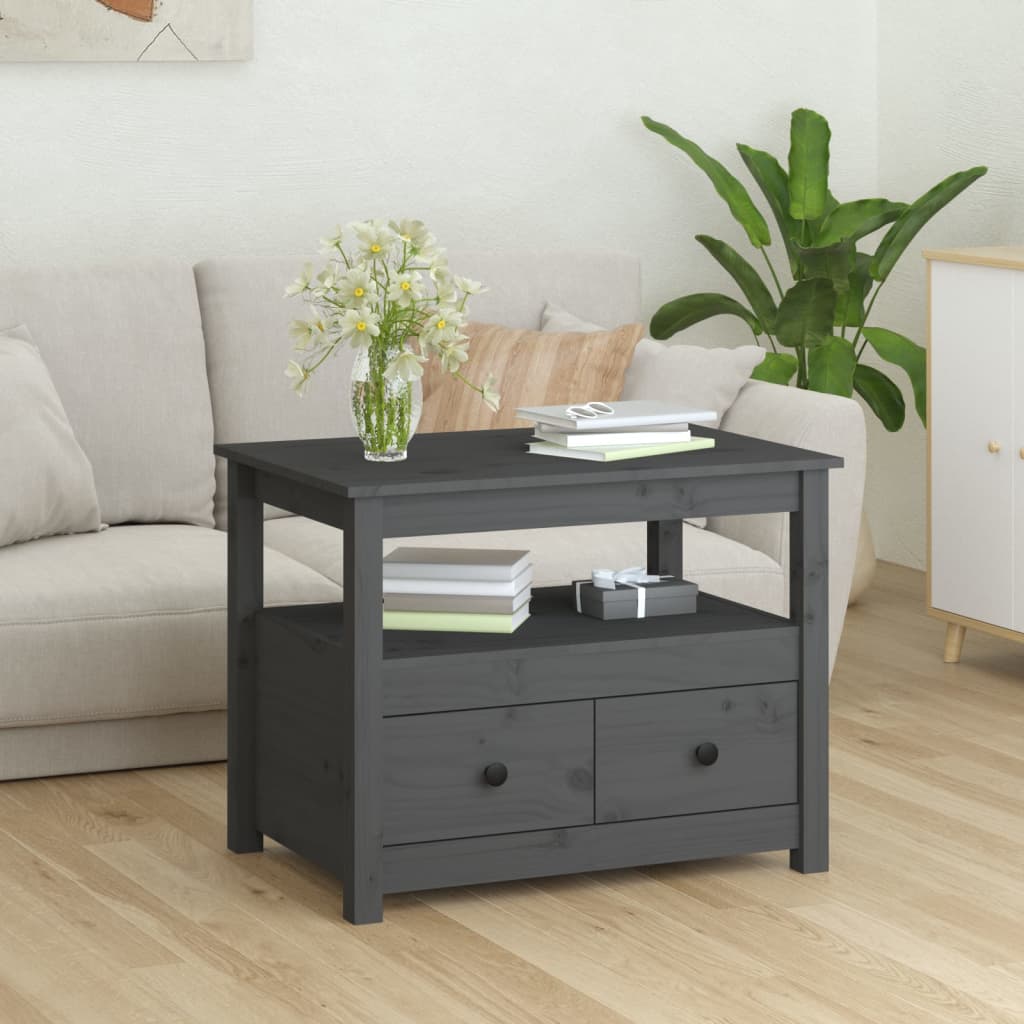 Stolić za kavu sivi 71 x 49 x 55 cm od masivne borovine