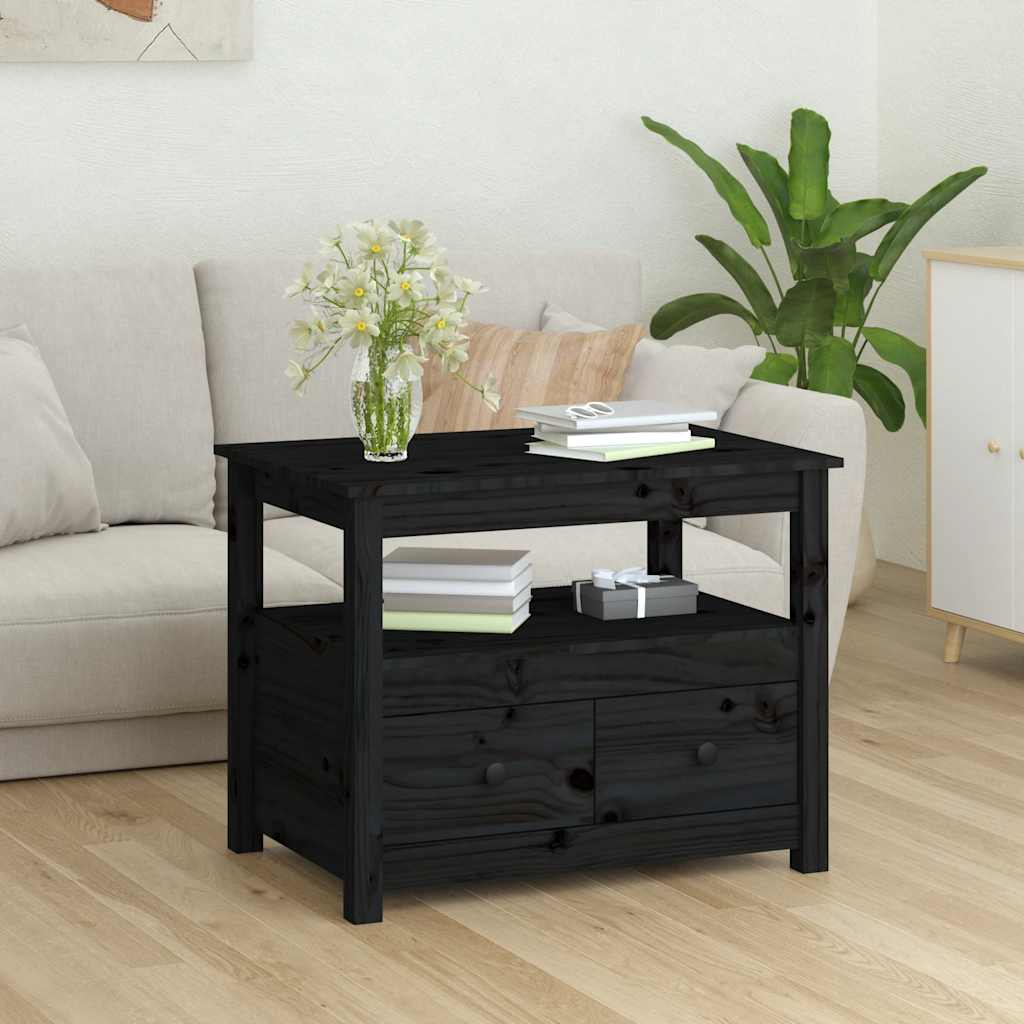 Stolić za kavu crni 71 x 49 x 55 cm od masivne borovine