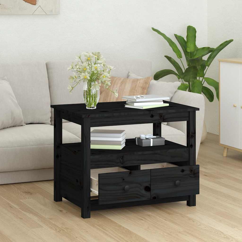 Stolić za kavu crni 71 x 49 x 55 cm od masivne borovine
