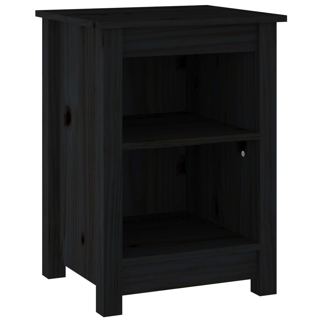 Noćni ormarići 2 kom crni 40x35x55 cm od masivne borovine