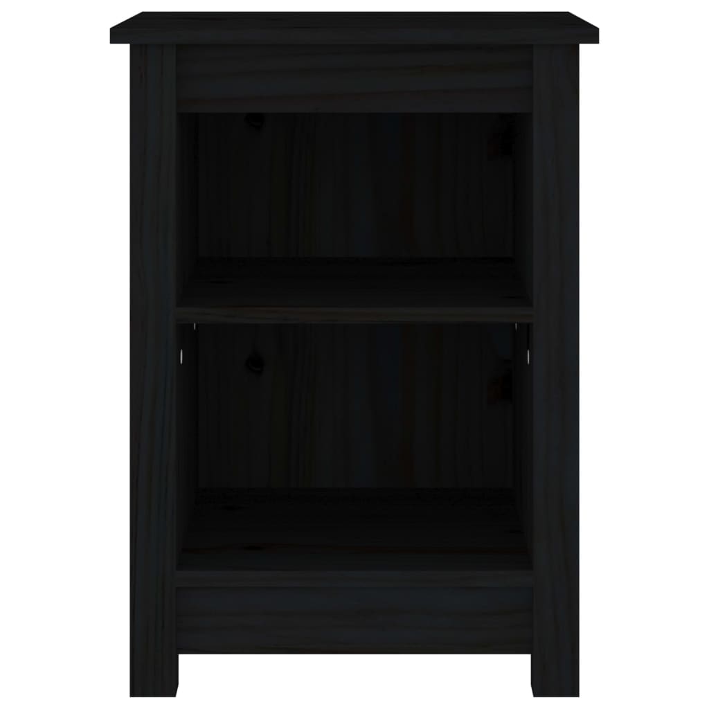 Noćni ormarići 2 kom crni 40x35x55 cm od masivne borovine