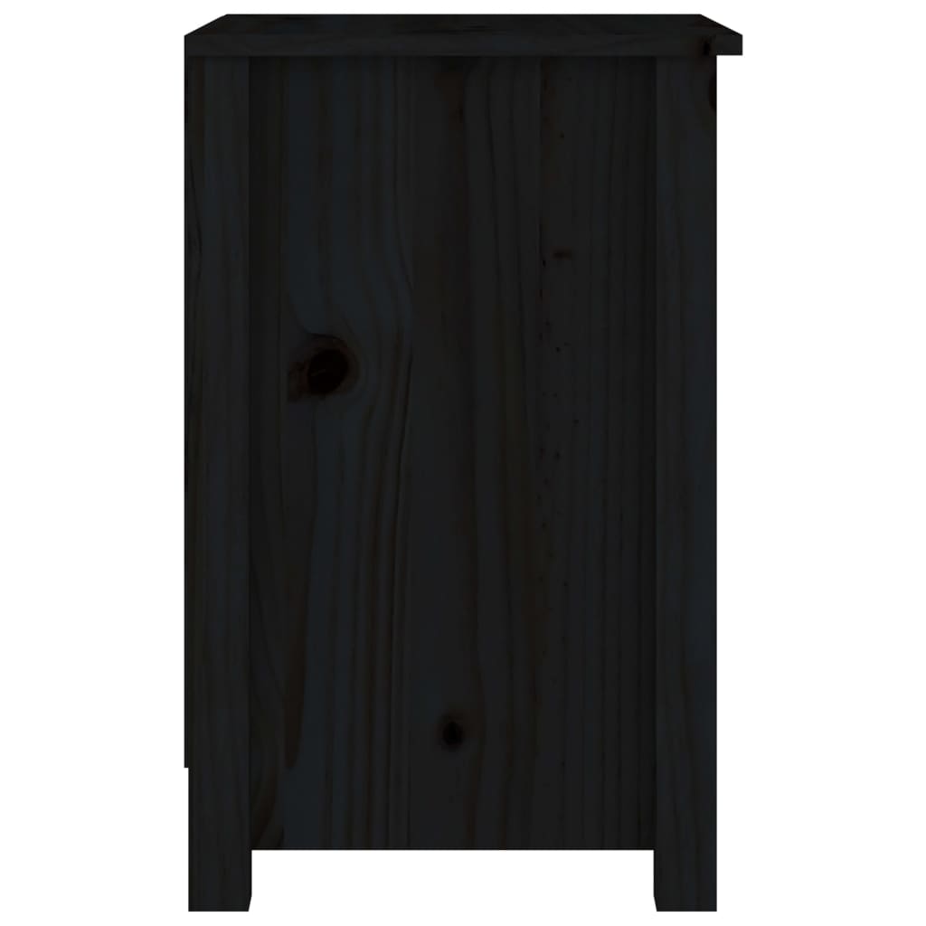 Noćni ormarići 2 kom crni 40x35x55 cm od masivne borovine