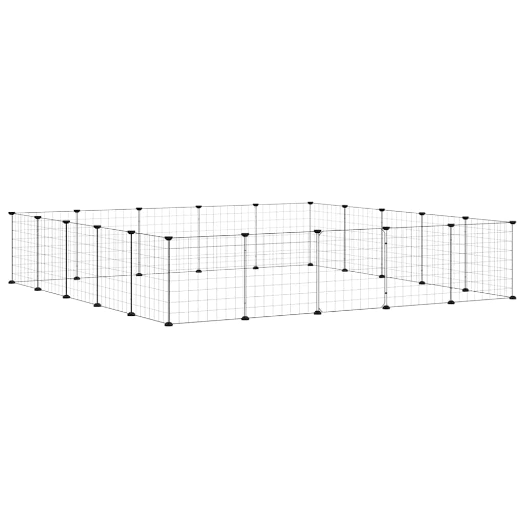 Kavez za ljubimce s 20 panela i vratima crni 35 x 35 cm čelični