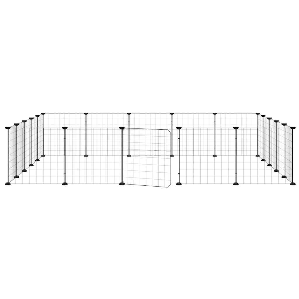 Kavez za ljubimce s 20 panela i vratima crni 35 x 35 cm čelični