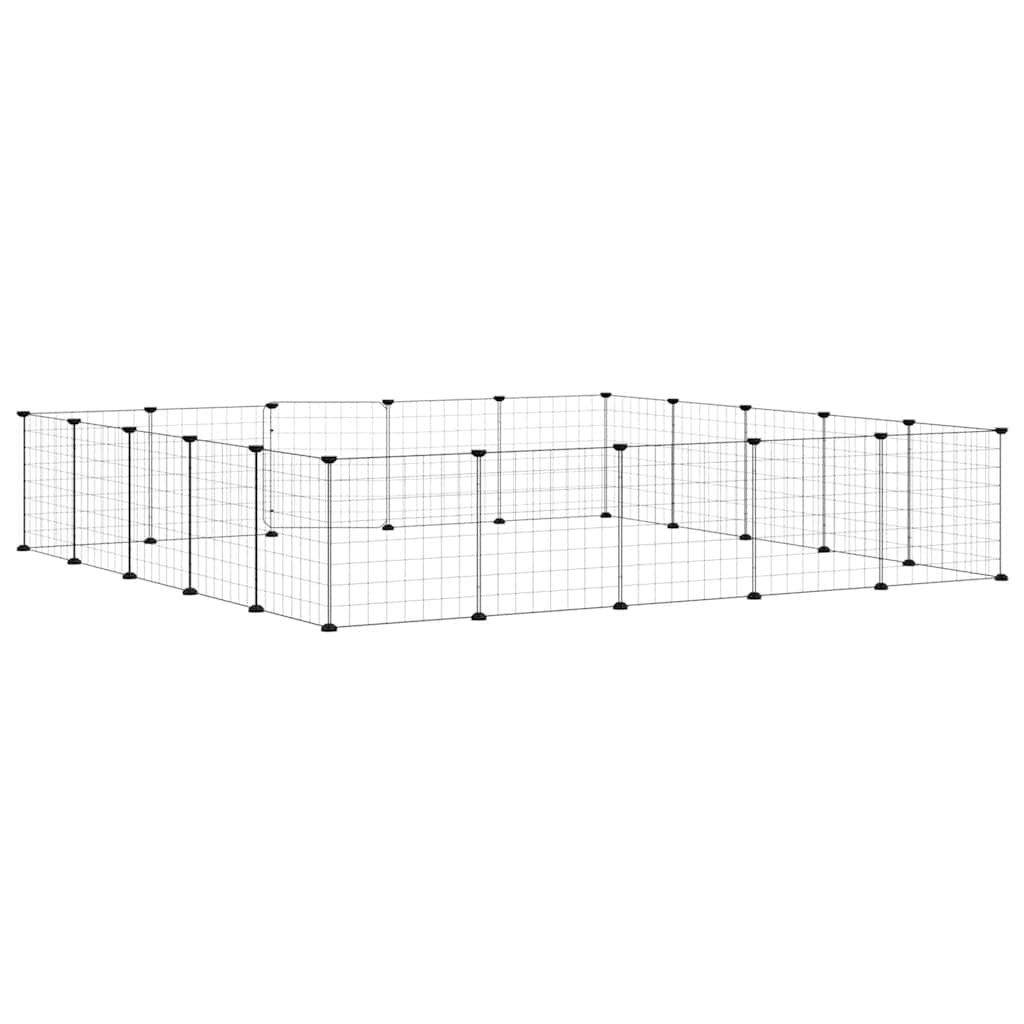 Kavez za ljubimce s 20 panela i vratima crni 35 x 35 cm čelični