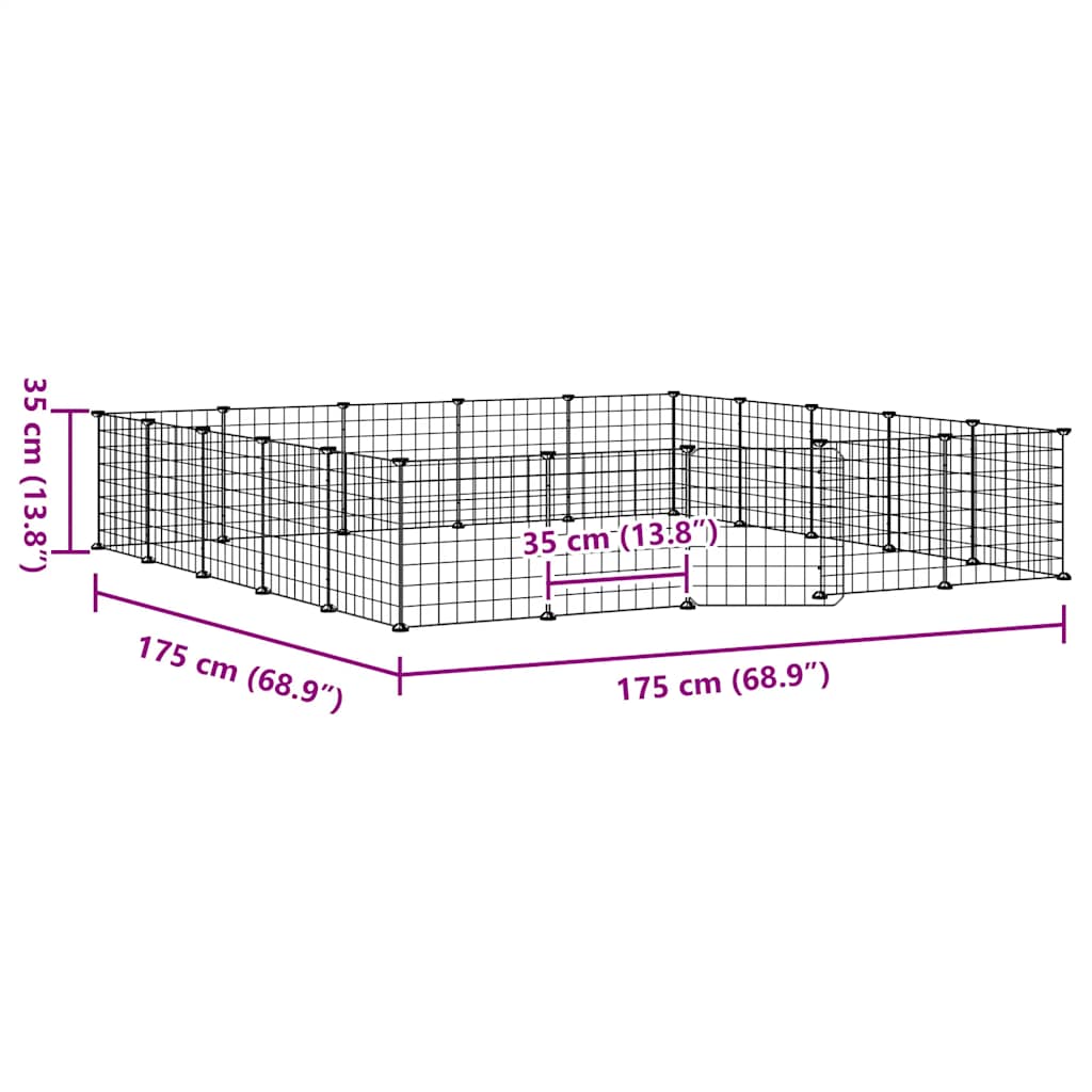Kavez za ljubimce s 20 panela i vratima crni 35 x 35 cm čelični