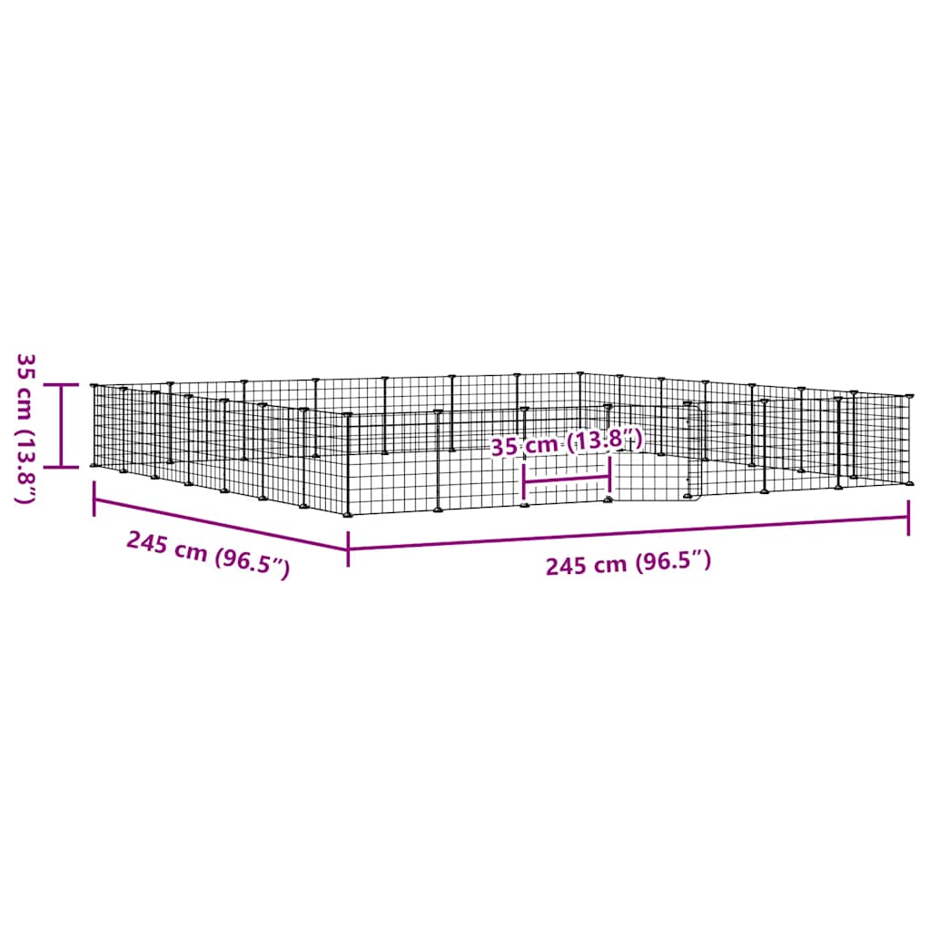 Kavez za ljubimce s 28 panela i vratima crni 35 x 35 cm čelični