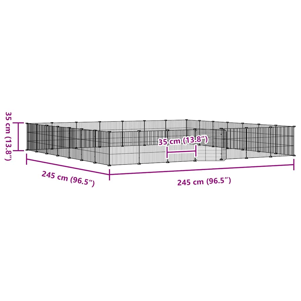 Kavez za ljubimce s 28 panela i vratima crni 35 x 35 cm čelični