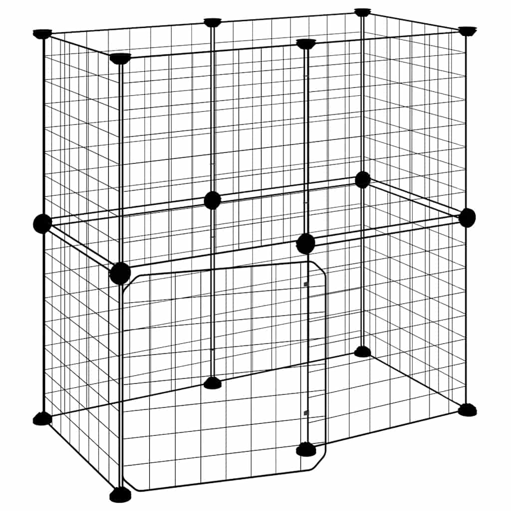 Kavez za ljubimce s 12 panela i vratima crni 35 x 35 cm čelični