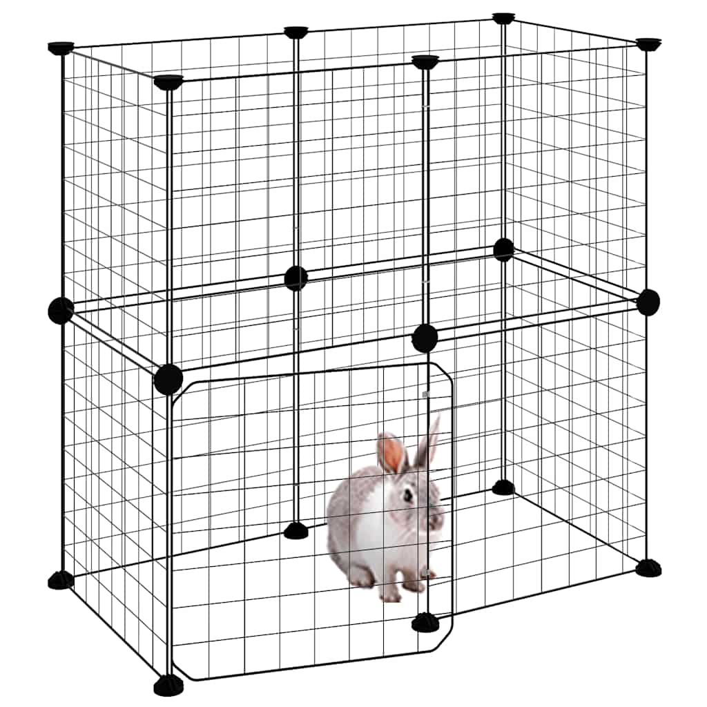 Kavez za ljubimce s 12 panela i vratima crni 35 x 35 cm čelični